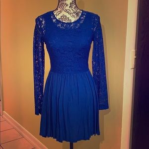 H&M (Divided) Royal Blue long sleeve lace dress